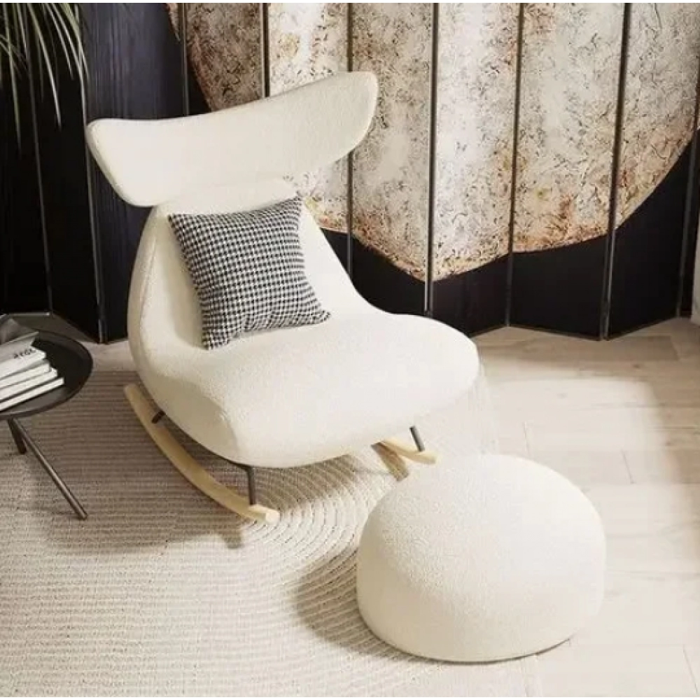 Fluffy White Living Room Chair Elastic Modern Nordic Lounge Living Room Chair Lazy Rocking Meubles De Salon Home Furniture
