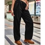 Drawstring Cargo Long Pants Women Casual Loose Elastic Waist Trouser Fashion Autumn Pantalon 2023 New Pockets Street Pant