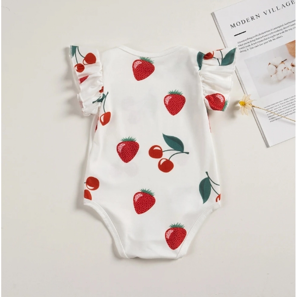Baby Strawberry Rompers Cute Newborn Lemon Sweets Summer Bodysuits Toddler Boys Girls Cherry One-piece Suits Infant Clothes