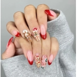 Christmas Ballet False Nail Manicure Acrylic Artificial Full Nail Tips Press On Nails Gingerbread Man Ballerina Fake Nails