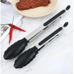 BBQ Food Clip Non-slip Stainless Steel Barbecue Bread Clip Silicone High Temperature Grill Tong Dining Bar Kitchen Accessories